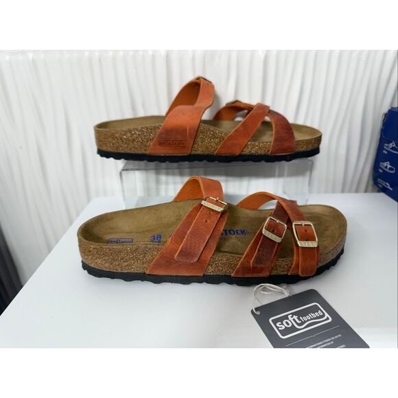 NWT Birkenstock Franca Oiled Leather Soft Footbed Burnt Orange - 38 Narrow - Picture 1 of 8